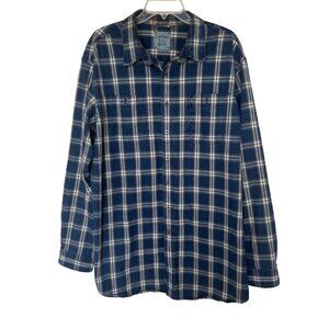 L.L. Bean Mens XL Tall Blue Plaid Button-Up Shirt 100% Cotton Long Sleeve Casual